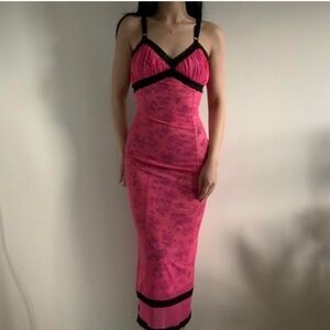 Urban Outfitters Pink and Black Midi Dress